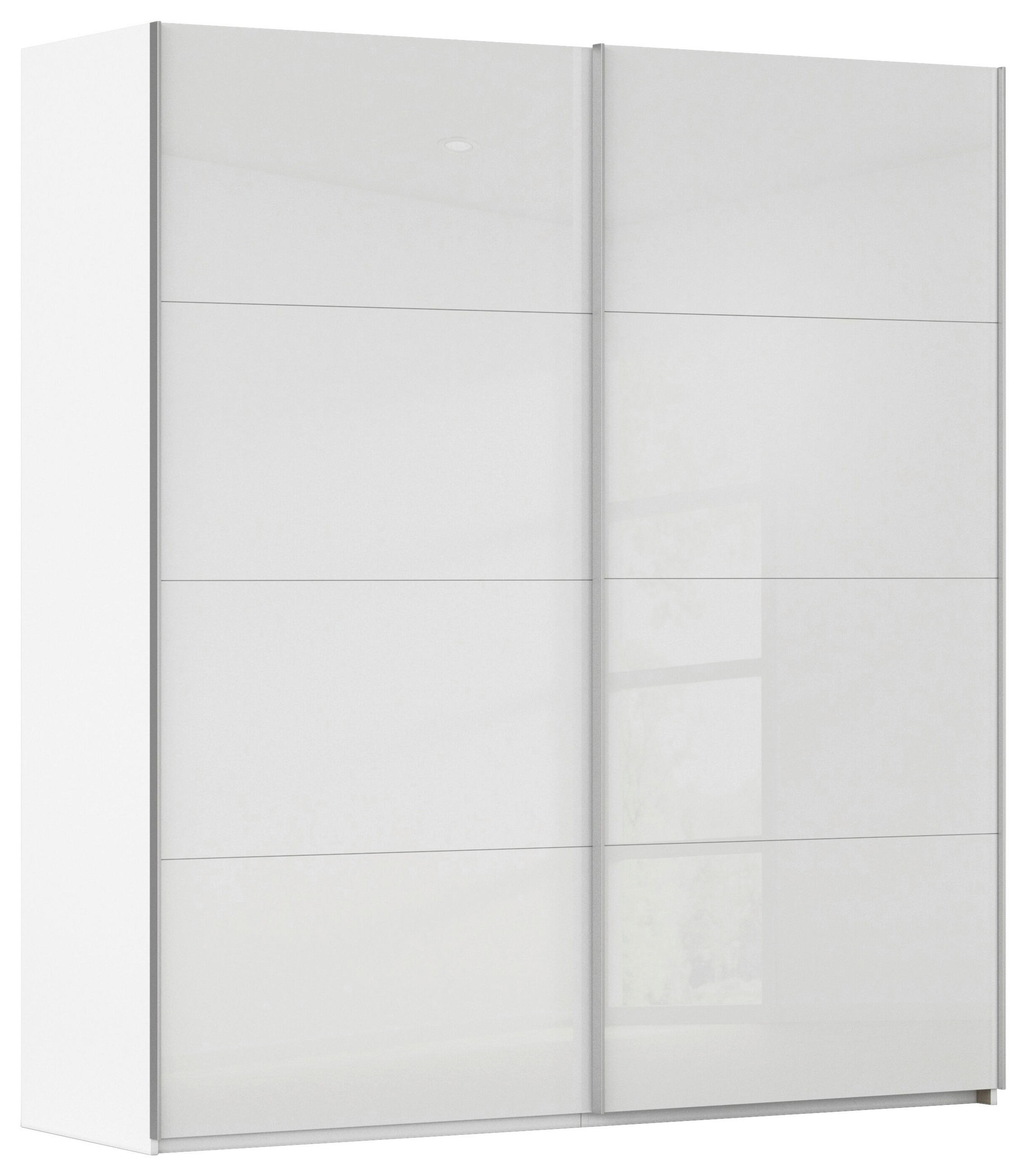 SCHWEBETÜRENSCHRANK 201/236/68 cm 2-türig Weiß  - Alufarben/Weiß, Basics, Glas/Holzwerkstoff (201/236/68cm) - Novel