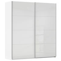 SCHWEBETÜRENSCHRANK 201/236/68 cm 2-türig Weiß  - Alufarben/Weiß, Basics, Glas/Holzwerkstoff (201/236/68cm) - Novel