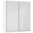 SCHWEBETÜRENSCHRANK 201/236/68 cm 2-türig Weiß  - Alufarben/Weiß, Basics, Glas/Holzwerkstoff (201/236/68cm) - Novel