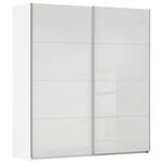 SCHWEBETÜRENSCHRANK 201/236/68 cm 2-türig Weiß, Weiß Hochglanz  - Weiß Hochglanz/Alufarben, Basics, Holzwerkstoff/Metall (201/236/68cm) - Novel