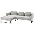 ECKSOFA Grau Cord  - Schwarz/Grau, KONVENTIONELL, Textil/Metall (178/284cm) - Hom`in