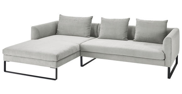 ECKSOFA in Cord Grau  - Schwarz/Grau, KONVENTIONELL, Textil/Metall (178/284cm) - Hom`in