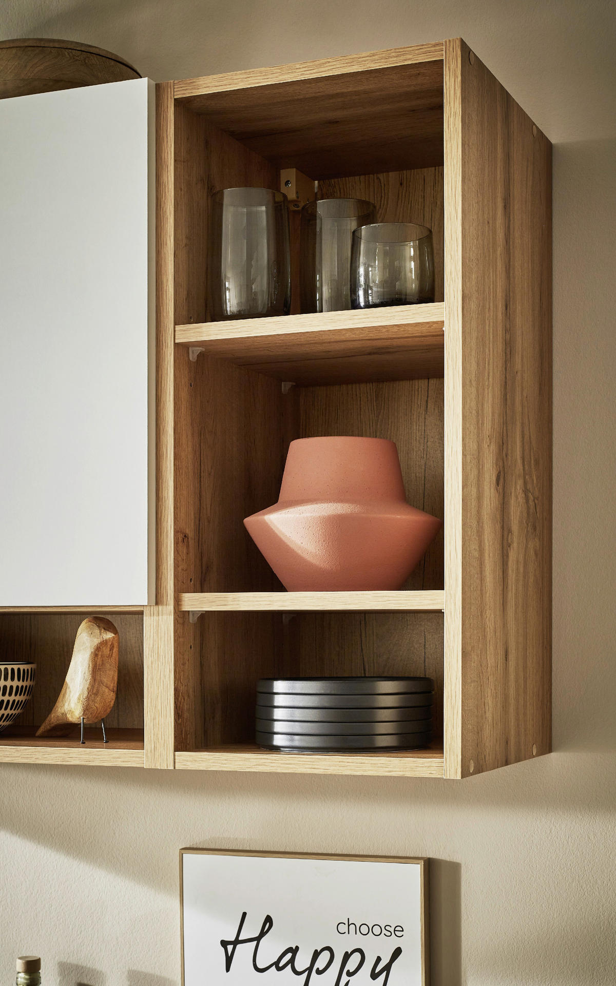 KÜCHENBLOCK 220 cm   in Weiß, Eichefarben  - Eichefarben/Weiß, MODERN, Holzwerkstoff (220cm) - Respekta