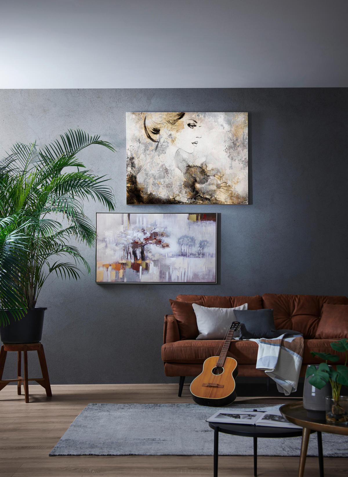 ÖLGEMÄLDE 120/70 cm  - Weiss/Silberfarben, Design, Holz/Kunststoff (120/70cm) - Monee
