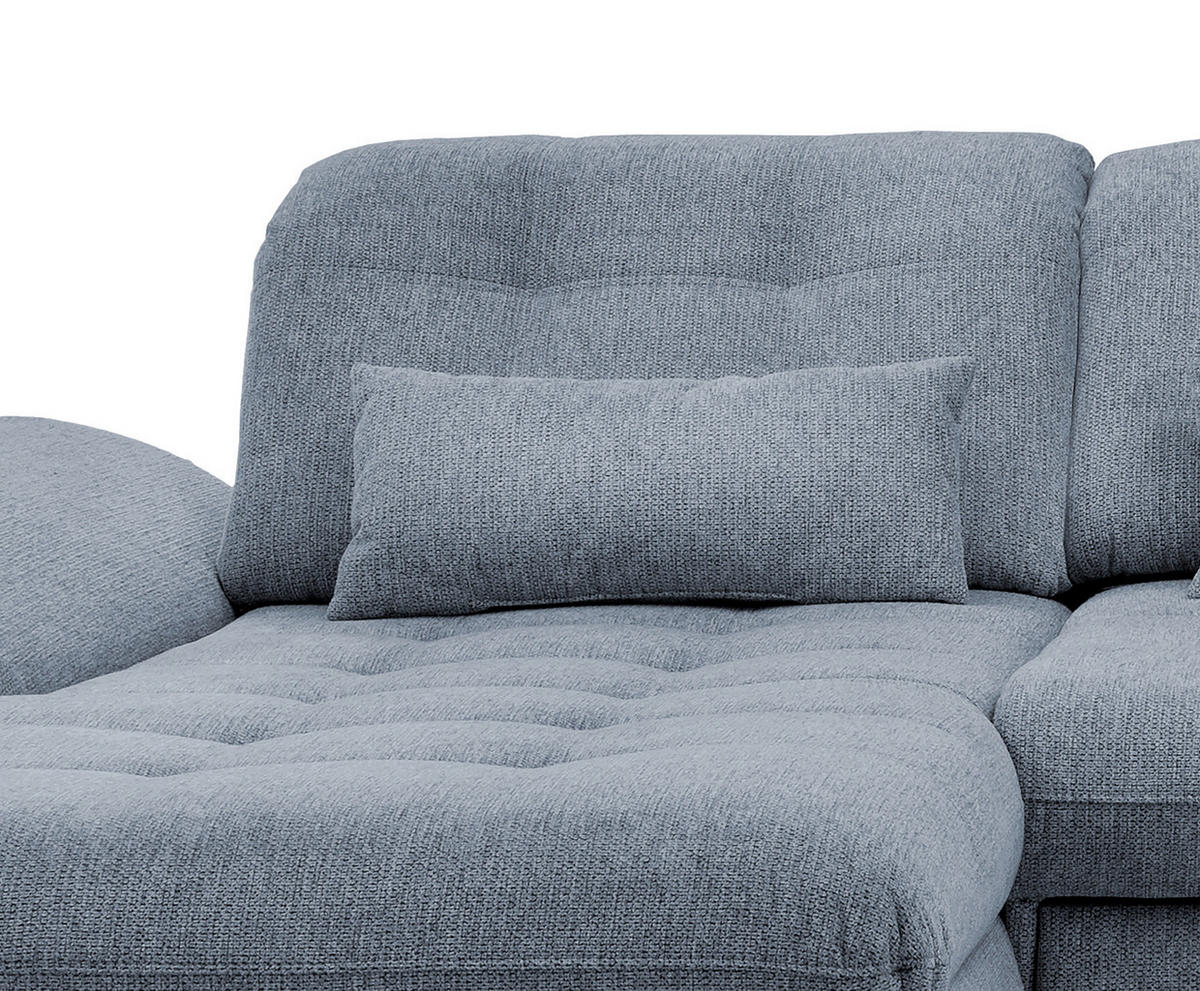 ECKSOFA in Chenille Hellblau  - Chromfarben/Anthrazit, Modern, Textil/Metall (184/314cm) - Livetastic