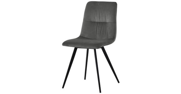 STUHL Samt Grau - Schwarz/Grau, Design, Textil/Metall (45/88/54,5cm) - Carryhome