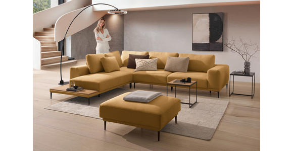 ECKSOFA  in Leinwand Karamell  271/318 cm  - Karamell/Schwarz, Design, Textil/Metall (271/318cm) - Belluti