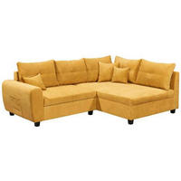 ECKSOFA Gelb Mikrovelours  - Gelb/Schwarz, Basics, Kunststoff/Textil (248/176cm) - MID.YOU