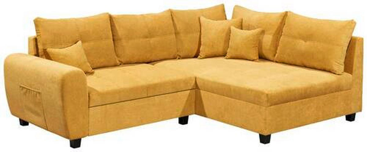 ECKSOFA in Mikrovelours Gelb  - Gelb/Schwarz, Basics, Holzwerkstoff/Kunststoff (248/176cm) - MID.YOU