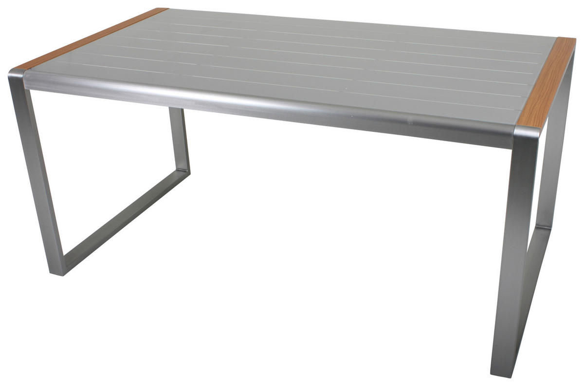 GARTENTISCH 160/90/74 cm Metall, Kunststoff, Glas rechteckig  - Hellbraun/Grau, MODERN, Glas/Kunststoff (160/90/74cm) - Gardenson