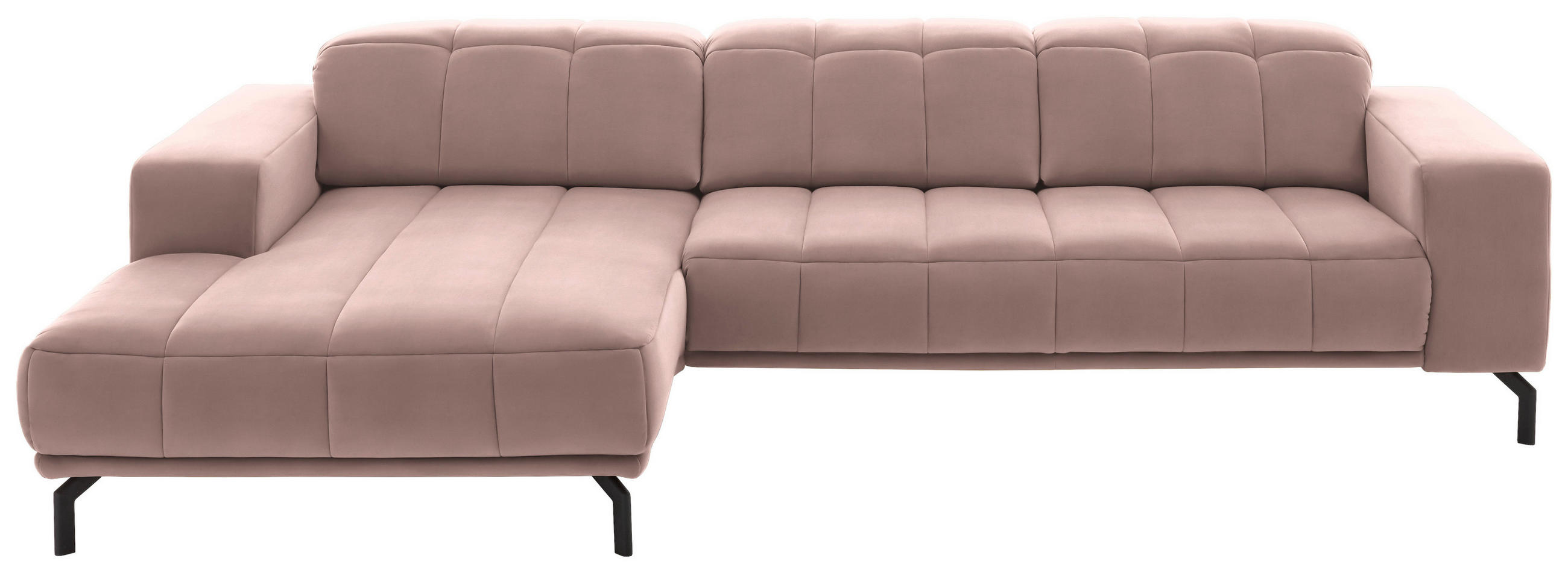 ECKSOFA Rosa Velours  - Schwarz/Rosa, Design, Textil/Metall (195/293cm) - Beldomo Style