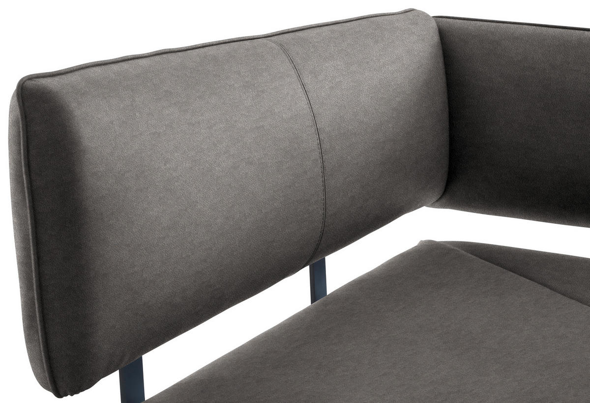 ECKBANK in Metall, Textil Schwarz, Dunkelgrau  - Dunkelgrau/Schwarz, Modern, Textil/Metall (150/190cm) - Cantus