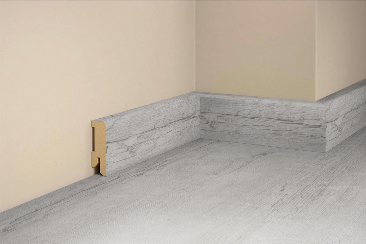 SOCKELLEISTE, Eiche Eisgrau  - Basics, Holz (240/5/1,6cm) - Tilo