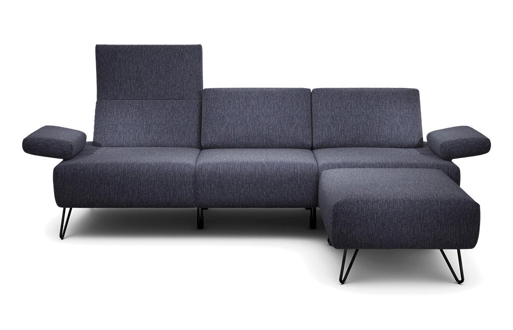 3-SITZER-SOFA Chenille Blau  - Blau/Schwarz, Design, Textil/Metall (234-264/85/86-94cm) - SENSOO