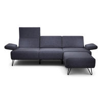 3-SITZER-SOFA Chenille Blau  - Blau/Schwarz, Design, Textil/Metall (234-264/85/86-94cm) - SENSOO