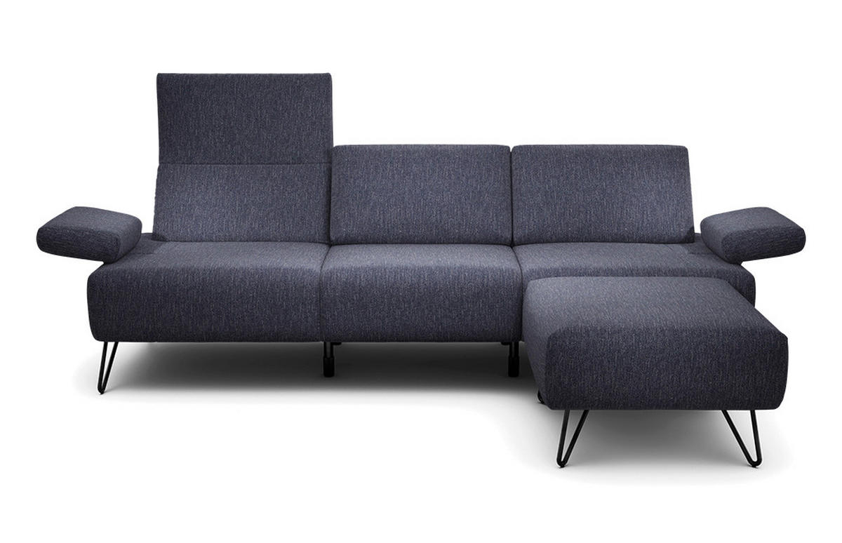 3-SITZER-SOFA Chenille Blau  - Blau/Schwarz, Design, Textil/Metall (234-264/85/86-94cm) - SENSOO