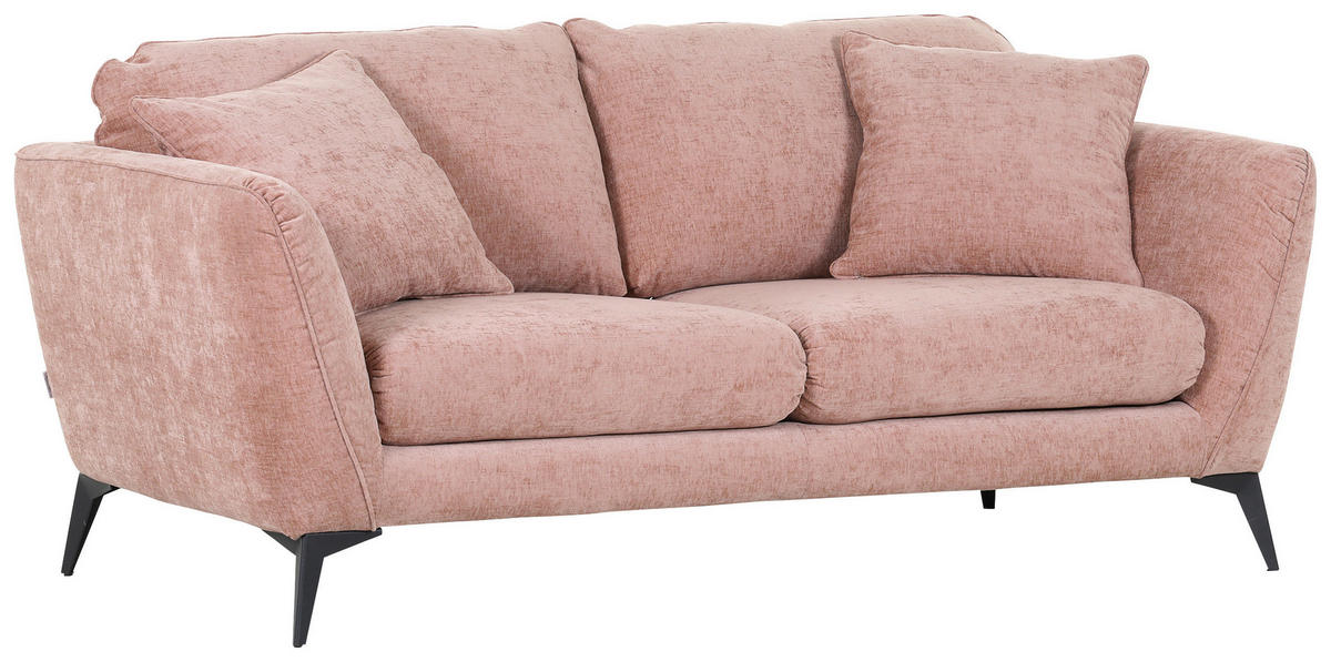 BIGSOFA in Flachgewebe Altrosa  - Schwarz/Altrosa, Konventionell, Textil/Metall (215/70/98cm) - Carryhome