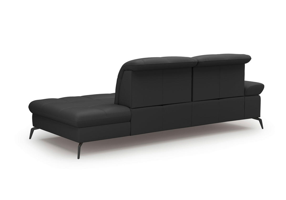 RÉCAMIERE in Echtleder Schwarz  - Schwarz, Konventionell, Leder/Metall (231/90/122cm) - Sit & More