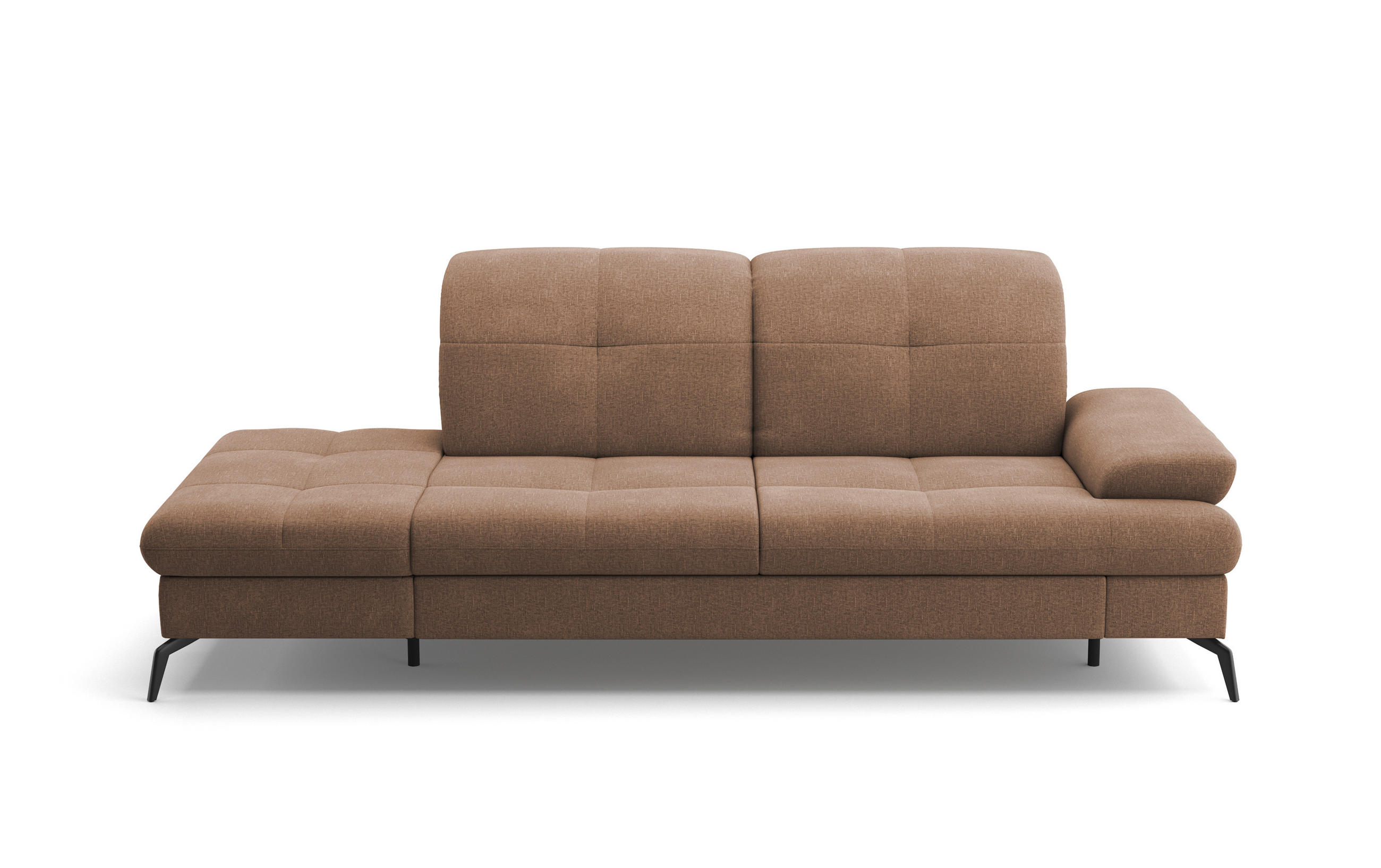 RÉCAMIERE in Flachgewebe Hellbraun  - Hellbraun/Schwarz, KONVENTIONELL, Textil/Metall (231/90/122cm) - Sit & More