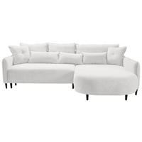 ECKSOFA in Chenille Creme  - Creme/Schwarz, Modern, Textil/Metall (285/200cm) - MID.YOU