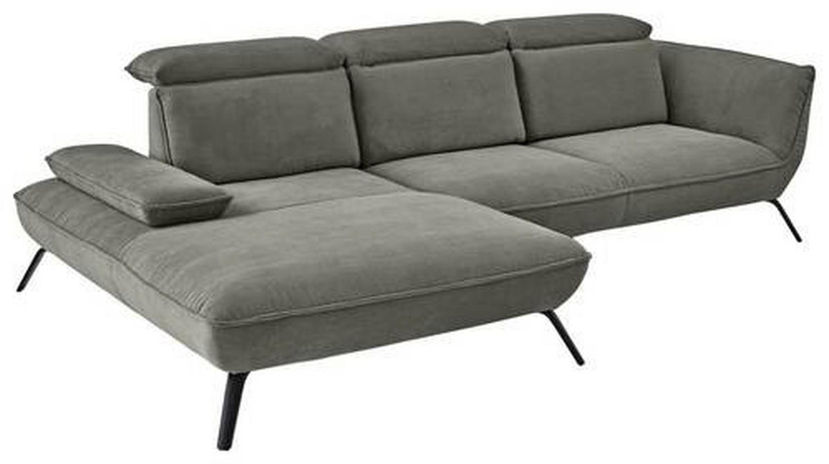 ECKSOFA in Cord Graubraun  - Graubraun/Schwarz, Design, Textil/Metall (202/301cm) - Moderano