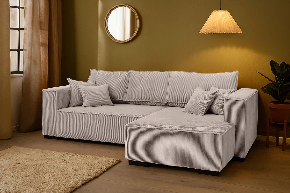 ECKSOFA Rosa Cord  - Braun/Rosa, KONVENTIONELL, Holz/Textil (230/190cm) - Carryhome