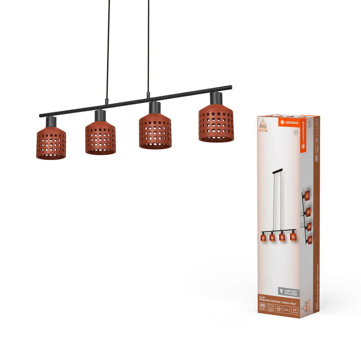 PENDELLEUCHTE 90,5/12,5/150 cm  - Braun, Basics, Stein/Metall (90,5/12,5/150cm) - Ledvance