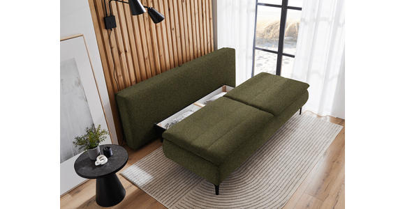 BOXSPRINGSOFA Webstoff Olivgrün - Schwarz/Olivgrün, KONVENTIONELL, Textil/Metall (204/93/100cm) - Novel