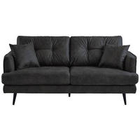 2-SITZER-SOFA in Mikrofaser Anthrazit  - Anthrazit/Schwarz, Design, Holz/Textil (187/89/92cm) - Livetastic