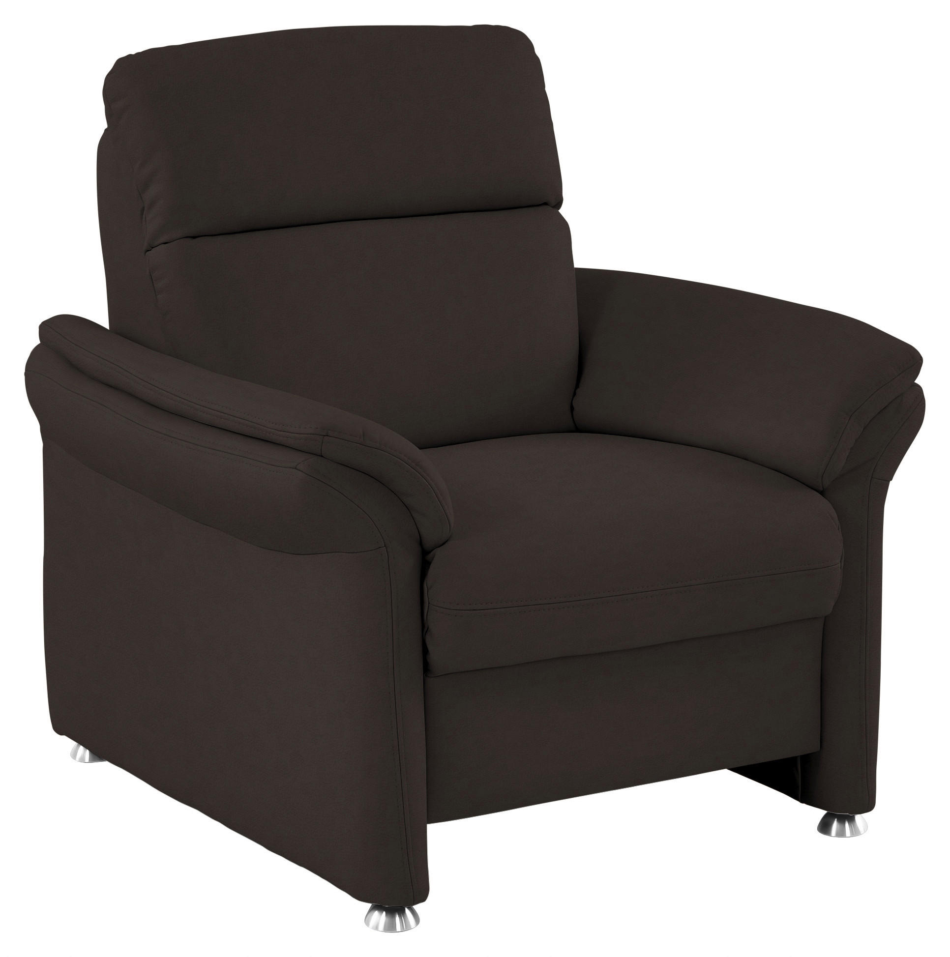 SESSEL in Echtleder Dunkelbraun  - Dunkelbraun/Alufarben, KONVENTIONELL, Leder/Metall (98/96/92cm) - Beldomo Premium