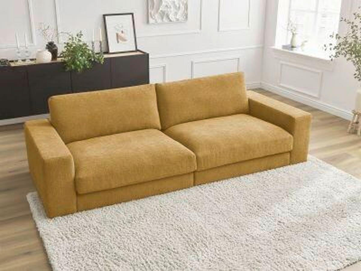 3-SITZER-SOFA LEONARD Struktur Gelb  - Gelb/Schwarz, MODERN, Kunststoff/Textil (234/77/109cm)