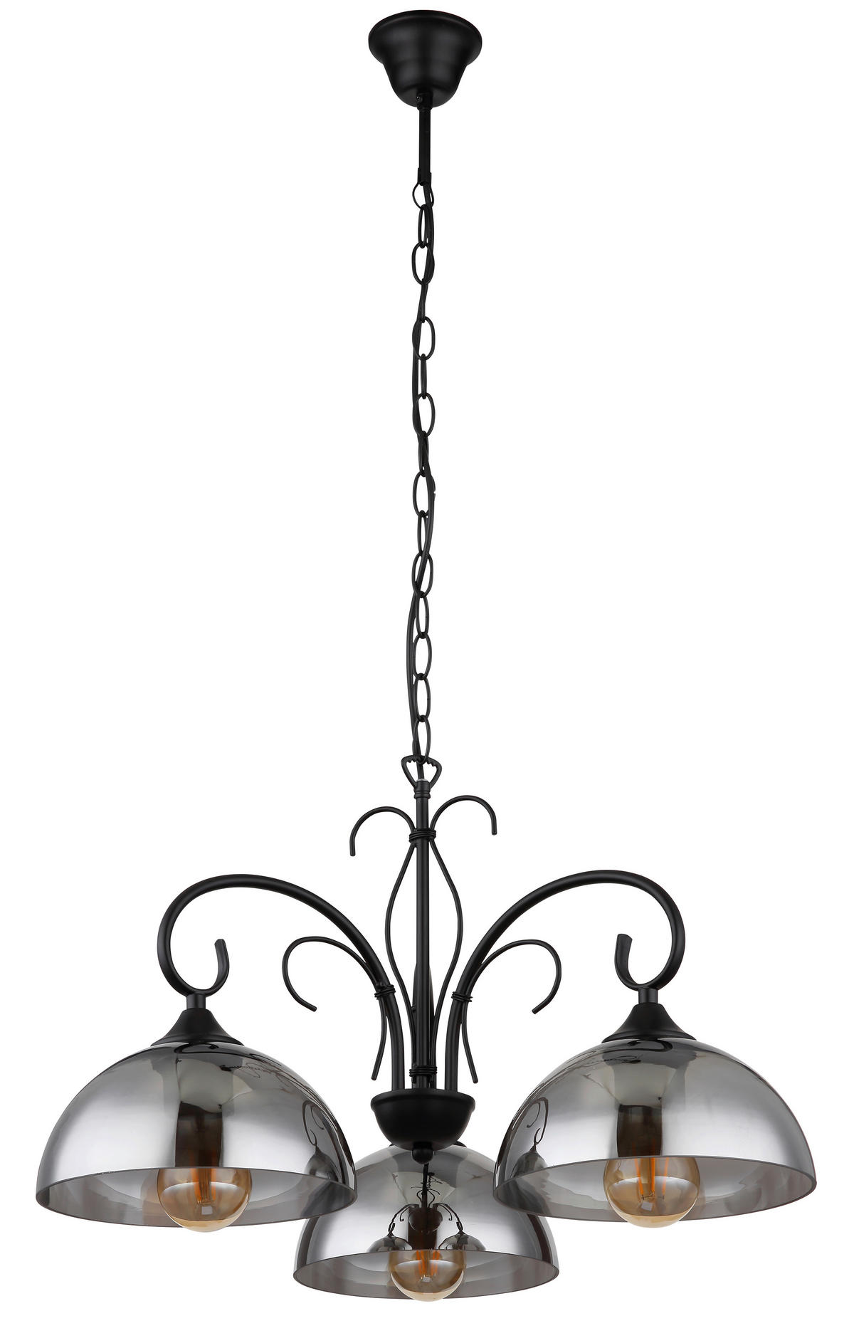 HÄNGELEUCHTE 56/120 cm    - Schwarz, Konventionell, Glas/Metall (56/120cm) - Globo