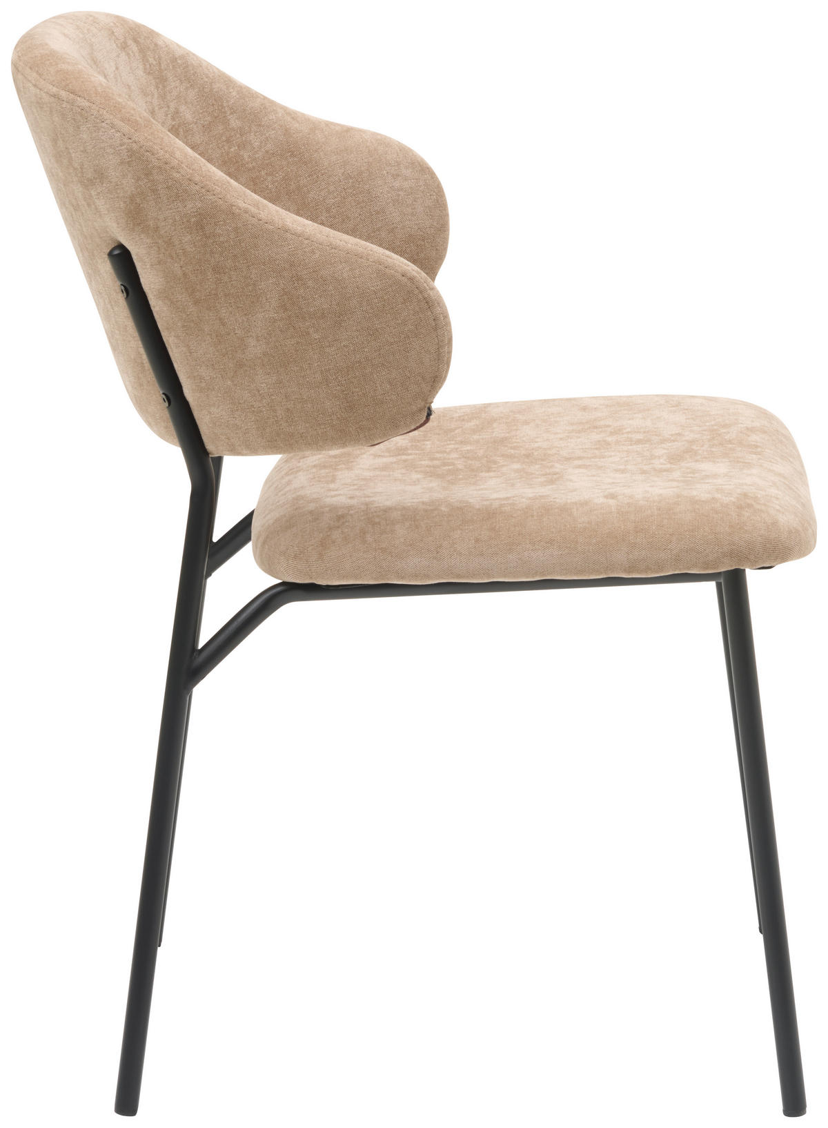 STUHL Mikrofaser Braun, Schwarz  - Schwarz/Braun, KONVENTIONELL, Textil/Metall (52/83/61cm) - MID.YOU