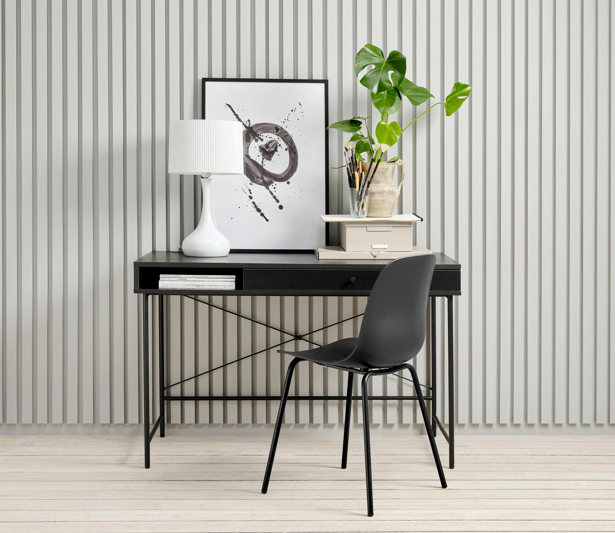 SCHREIBTISCH 120/60/76 cm  in Schwarz  - Schwarz, MODERN, Holz/Metall (120/60/76cm) - Livetastic