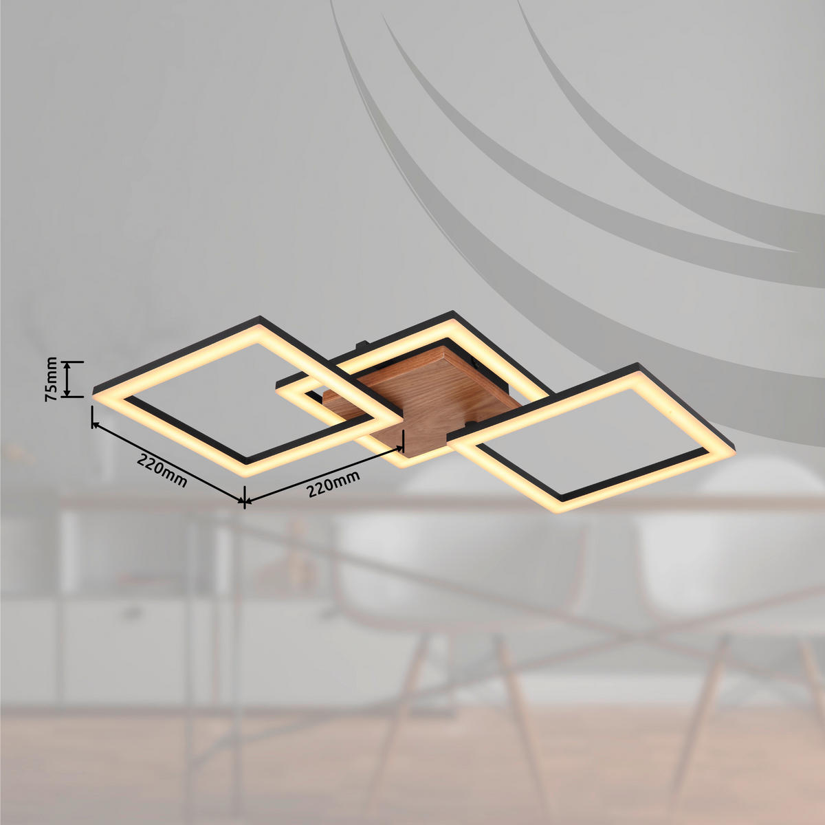 LED-DECKENLEUCHTE 66/31/7,5 cm   - Dunkelbraun/Opal, Design, Holz/Kunststoff (66/31/7,5cm) - Globo
