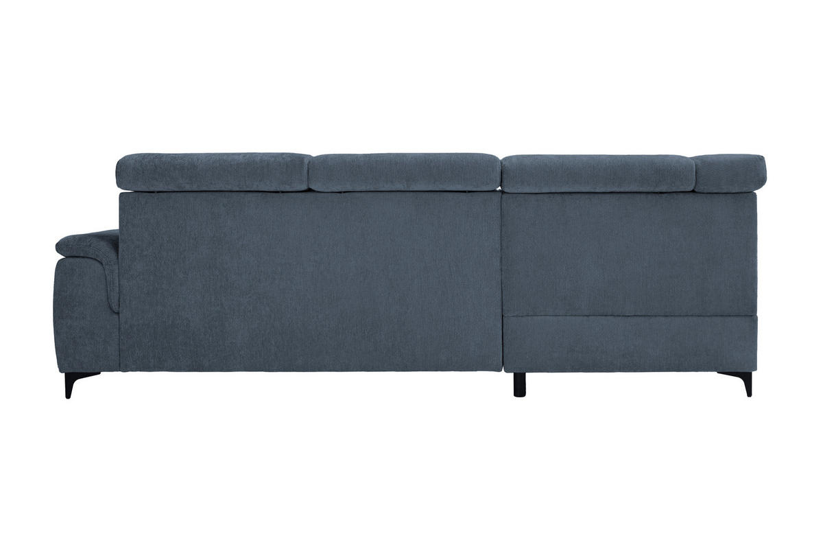 ECKSOFA Dunkelblau Chenille Bettkasten, Schlaffunktion, Rücken echt, Kopfteilverstellung, Liegefläche im Originalstoff  - Schwarz/Dunkelblau, KONVENTIONELL, Textil/Metall (206/265cm) - Carryhome