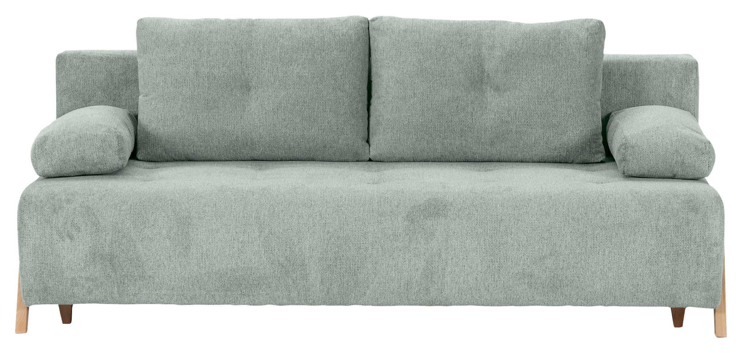 SCHLAFSOFA  mit Liegefunktion, Rücken echt Flachgewebe Hellgrau  - Buchefarben/Hellgrau, KONVENTIONELL, Holz/Textil (204/75/100cm) - Carryhome