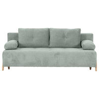 SCHLAFSOFA  mit Liegefunktion, Rücken echt Flachgewebe Hellgrau  - Buchefarben/Hellgrau, KONVENTIONELL, Holz/Textil (204/75/100cm) - Carryhome