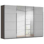 SCHWEBETÜRENSCHRANK  in Graphitfarben, Seidengrau  - Chromfarben/Seidengrau, Design, Glas/Holzwerkstoff (316/235/68cm) - Novel