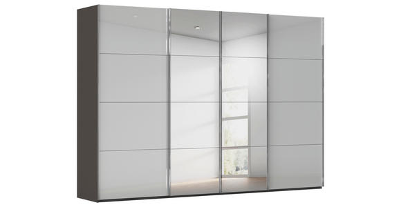 SCHWEBETÜRENSCHRANK  in Graphitfarben, Seidengrau  - Chromfarben/Seidengrau, Design, Glas/Holzwerkstoff (316/235/68cm) - Novel