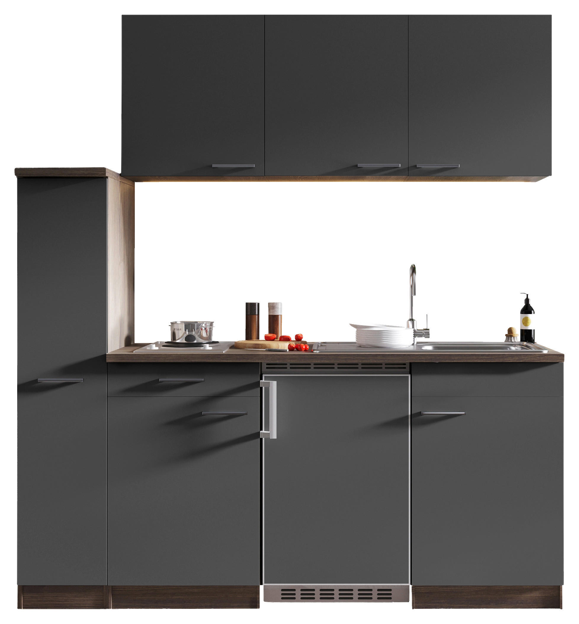 KÜCHENBLOCK 180 cm   in Grau  - Eichefarben/Alufarben, Basics, Holzwerkstoff/Kunststoff (180cm) - Respekta