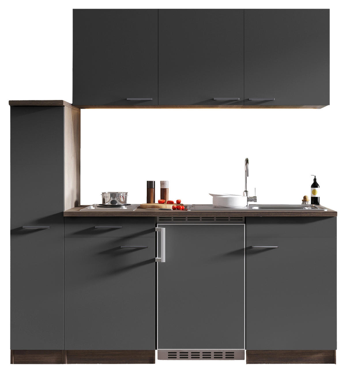KÜCHENBLOCK 180 cm   in Grau  - Eichefarben/Alufarben, Basics, Holzwerkstoff/Kunststoff (180cm) - Respekta