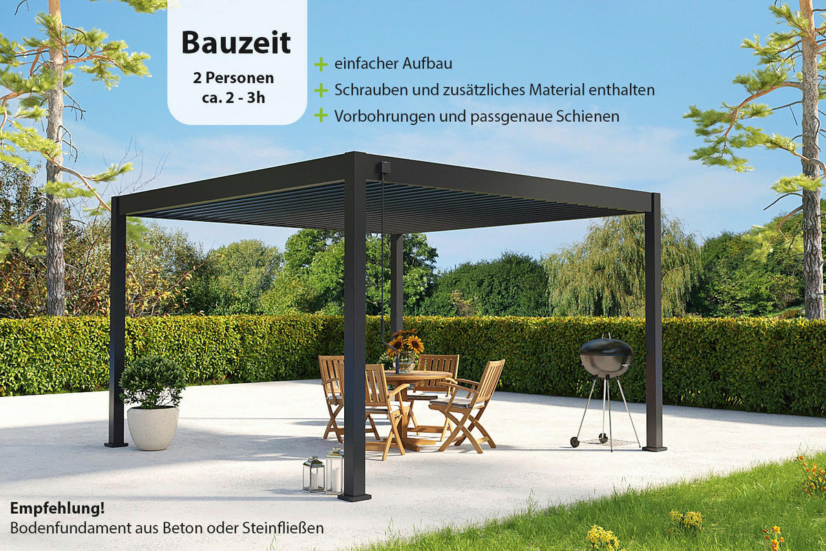 PERGOLA 400/255/400 cm Aluminium  - Anthrazit, Basics, Metall (400/255/400cm) - Gardenson