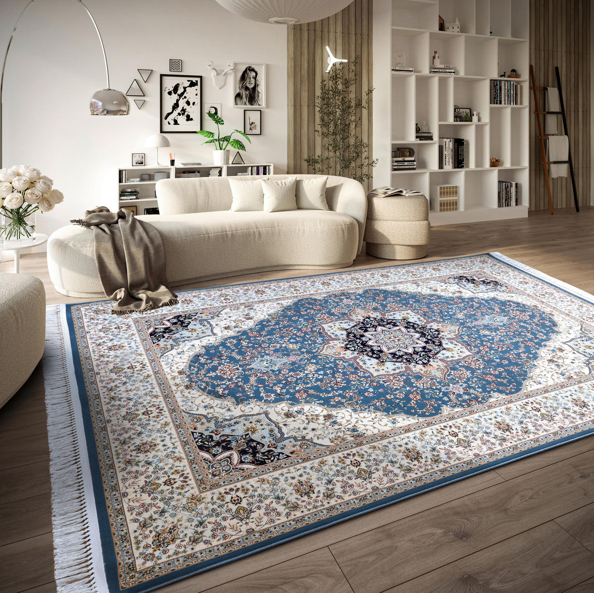 FLACHWEBETEPPICH 128/190 cm Kollektion 1870 Creme, Hellblau  - Creme/Hellblau, Design, Kunststoff/Textil (128/190cm) - Villeroy & Boch
