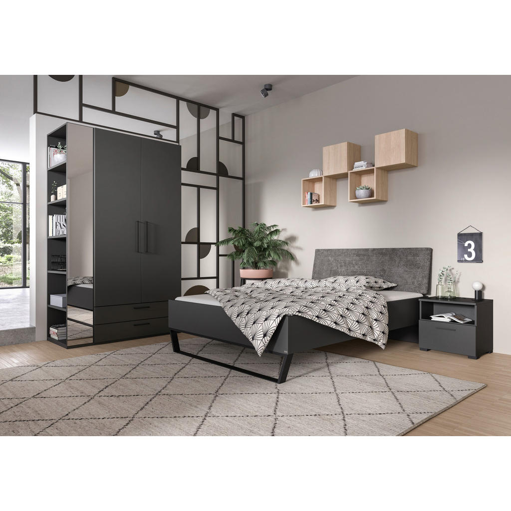 Thumbnail - Cantus Bett, Anthrazit, Graphit, Metall, Textil, Uni, 120x200 cm, Made in Germany, in verschiedenen Holzdekoren erhältli...