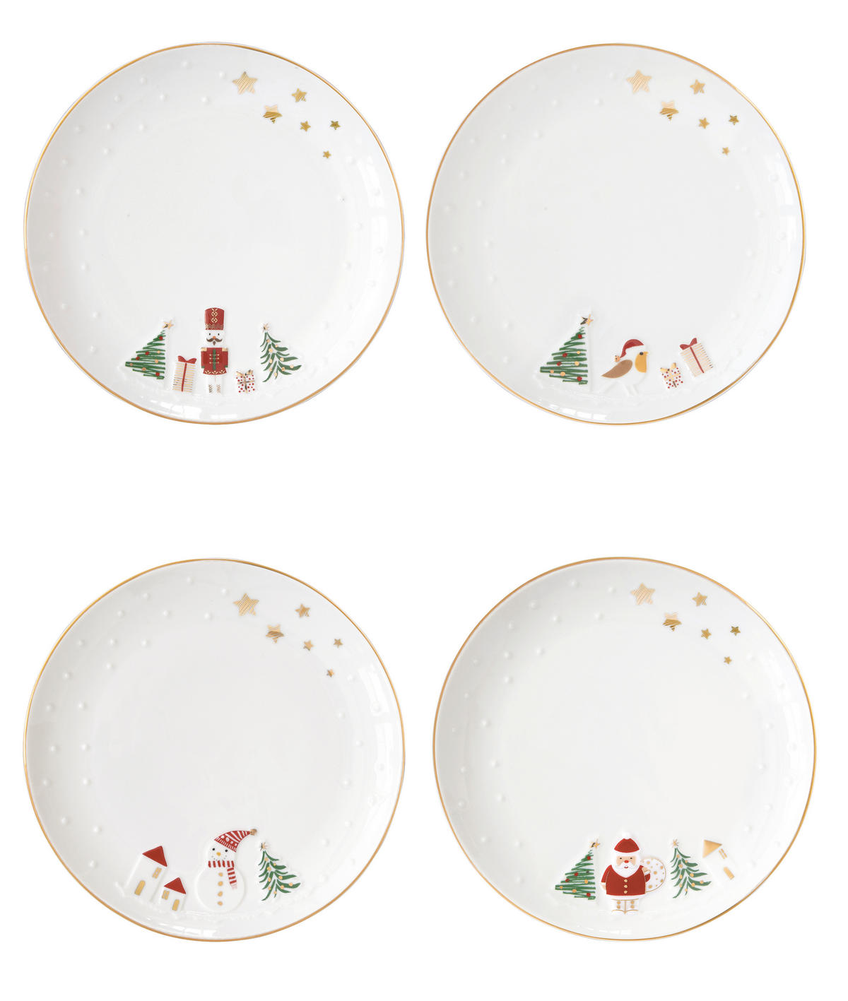 DESSZERTES TÁNYÉR 16 cm  - piros/aranyszínű, Basics, kerámia (16cm)