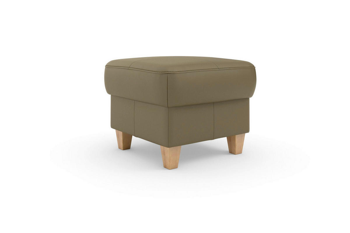 TABURETKA, koža, 58/48/58 cm - olivovozelená/farba duba, Basics, koža/drevo (58/48/58cm) - Sit & More