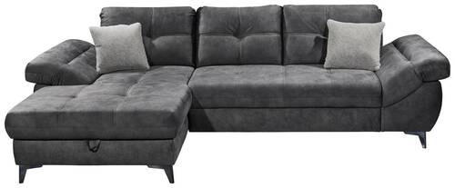 ECKSOFA in Mikrovelours Anthrazit  - Anthrazit/Silberfarben, KONVENTIONELL, Kunststoff/Textil (170/288cm) - MID.YOU