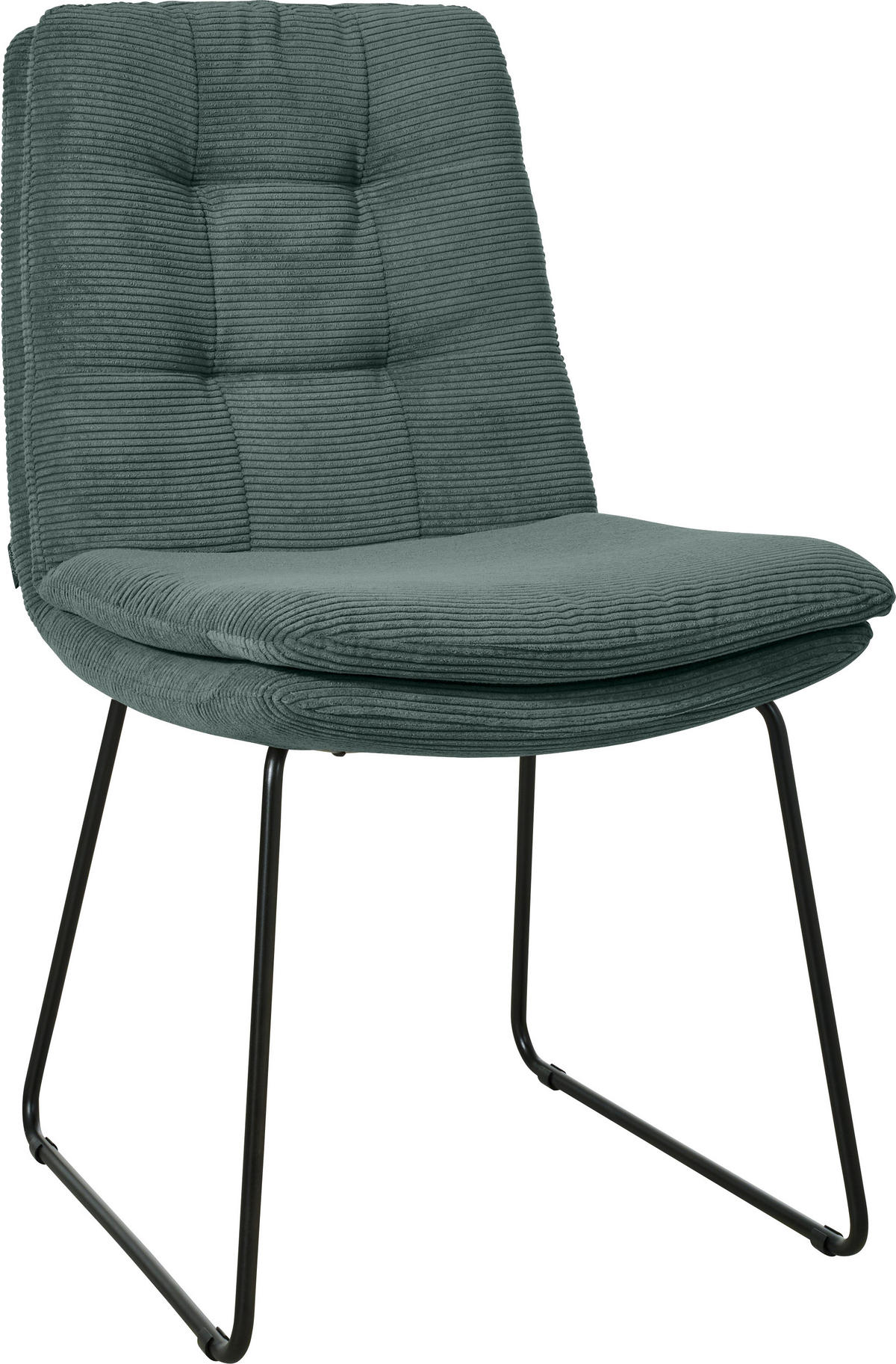 STUHL  in Cord Textil  - Schwarz/Grün, Design, Textil/Metall (49/90/68cm) - Johann Jakob