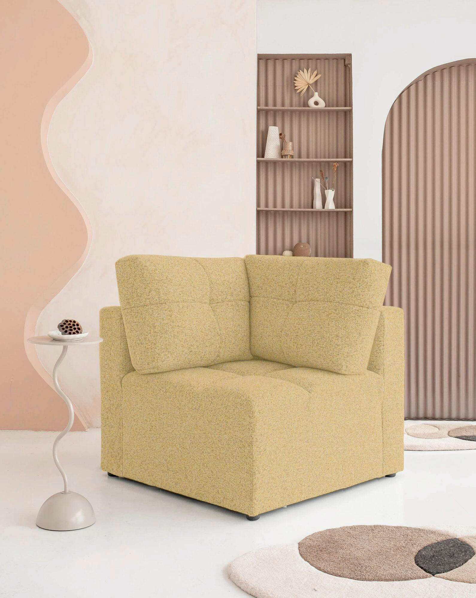 SOFAELEMENT  in Gelb  - Gelb/Schwarz, Design, Kunststoff/Textil (91/94/91cm) - MID.YOU